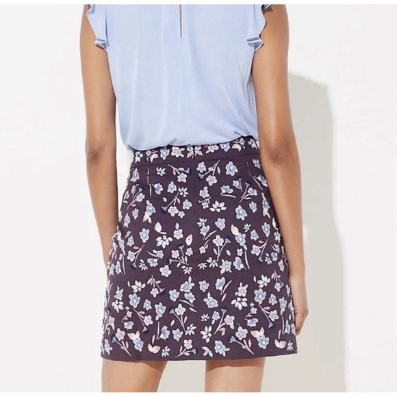 Loft Floral Embroidered Boho Lined Mini Skirt Women's Size 8 Purple - Picture 3 of 11